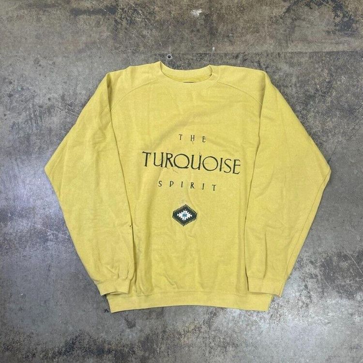 Vintage Sweatshirt Vintage Crew Neck Y2K Jumper, Yellow, Mens 2XL image 1