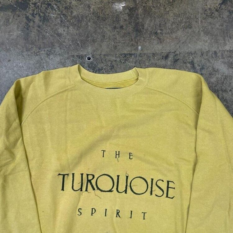 Vintage Sweatshirt Vintage Crew Neck Y2K Jumper, Yellow, Mens 2XL image 2
