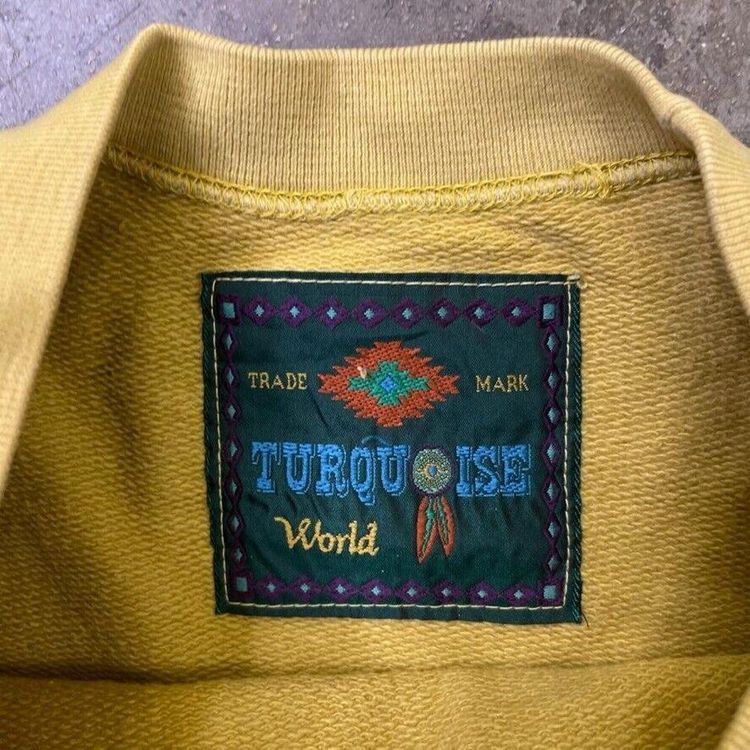 Vintage Sweatshirt Vintage Crew Neck Y2K Jumper, Yellow, Mens 2XL image 5