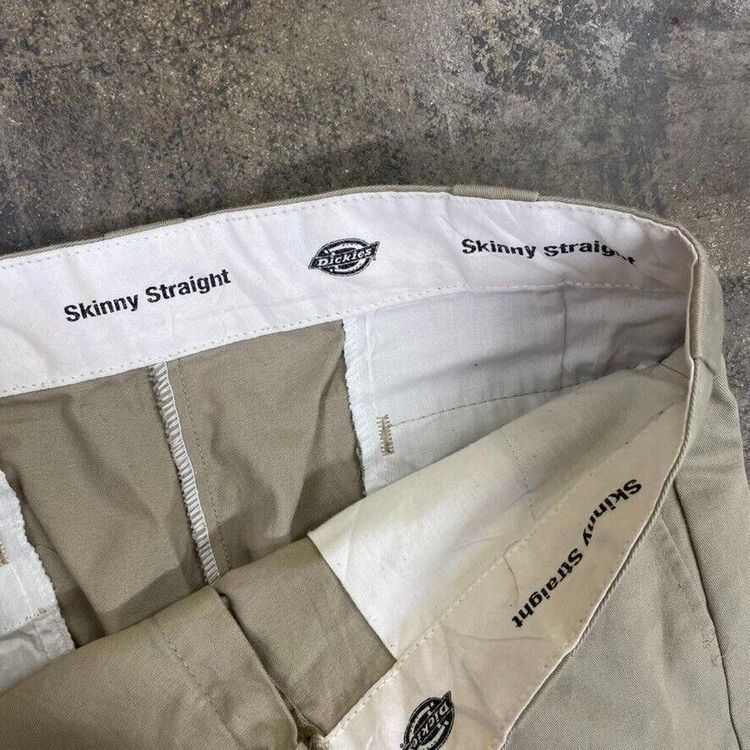 Dickies Trousers Skinny Straight Carpenter Workwear Canvas Pants Beige, Mens 35 4