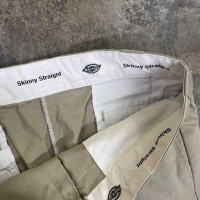 Dickies Trousers Skinny Straight Carpenter Workwear Canvas Pants Beige, Mens 35 4