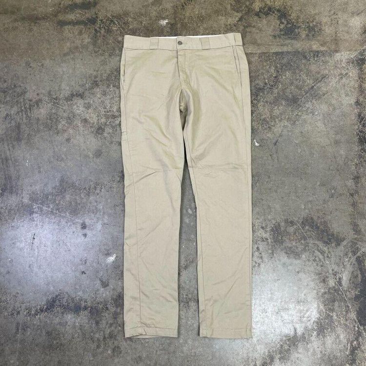 Dickies Trousers Skinny Straight Carpenter Workwear Canvas Pants Beige, Mens 35