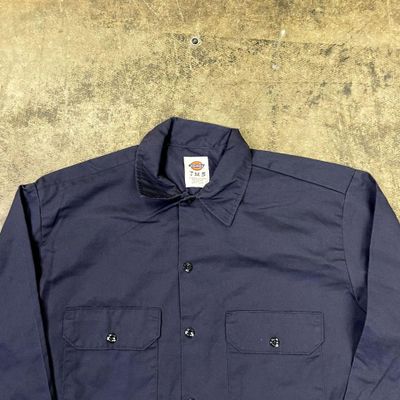 Dickies Shirt Button Up Vintage Western Workwear Top, Navy Blue, Mens Medium 2