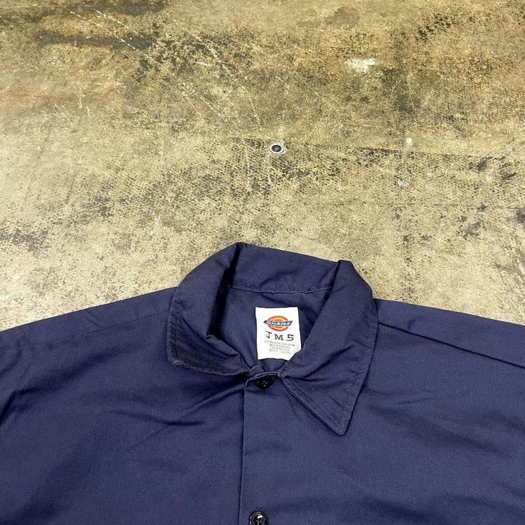 Dickies Shirt Button Up Vintage Western Workwear Top, Navy Blue, Mens Medium 4