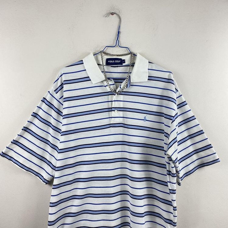 Ralph Lauren White and Blue Striped Ralph Lauren Polo Golf Polo product image
