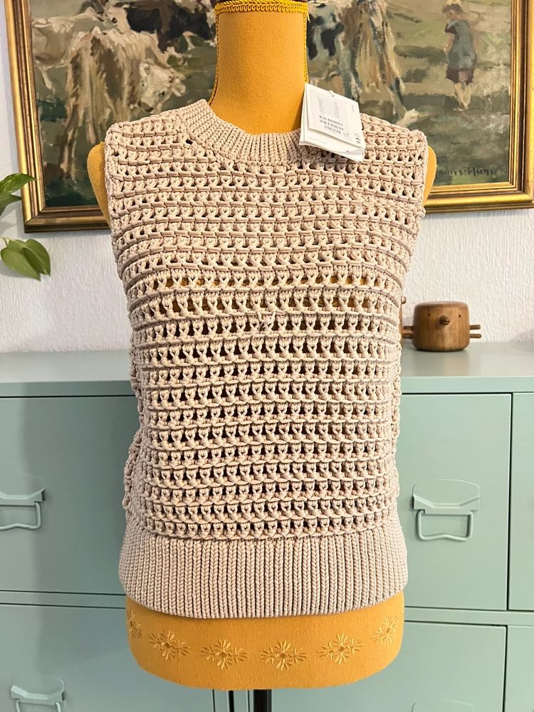 COS – Open-Knit Sleeveless Top – Beige Crochet Effect – New With Tags €79 imagen 1