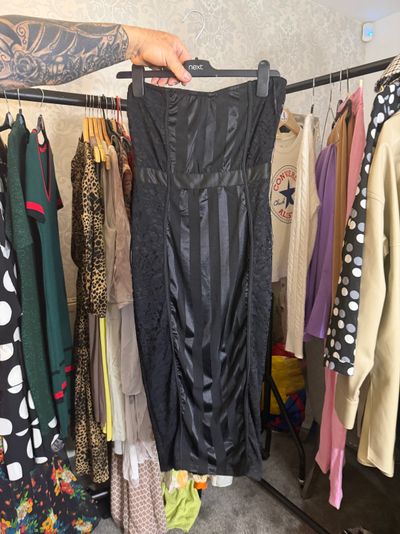Black Strapless Midi Dress