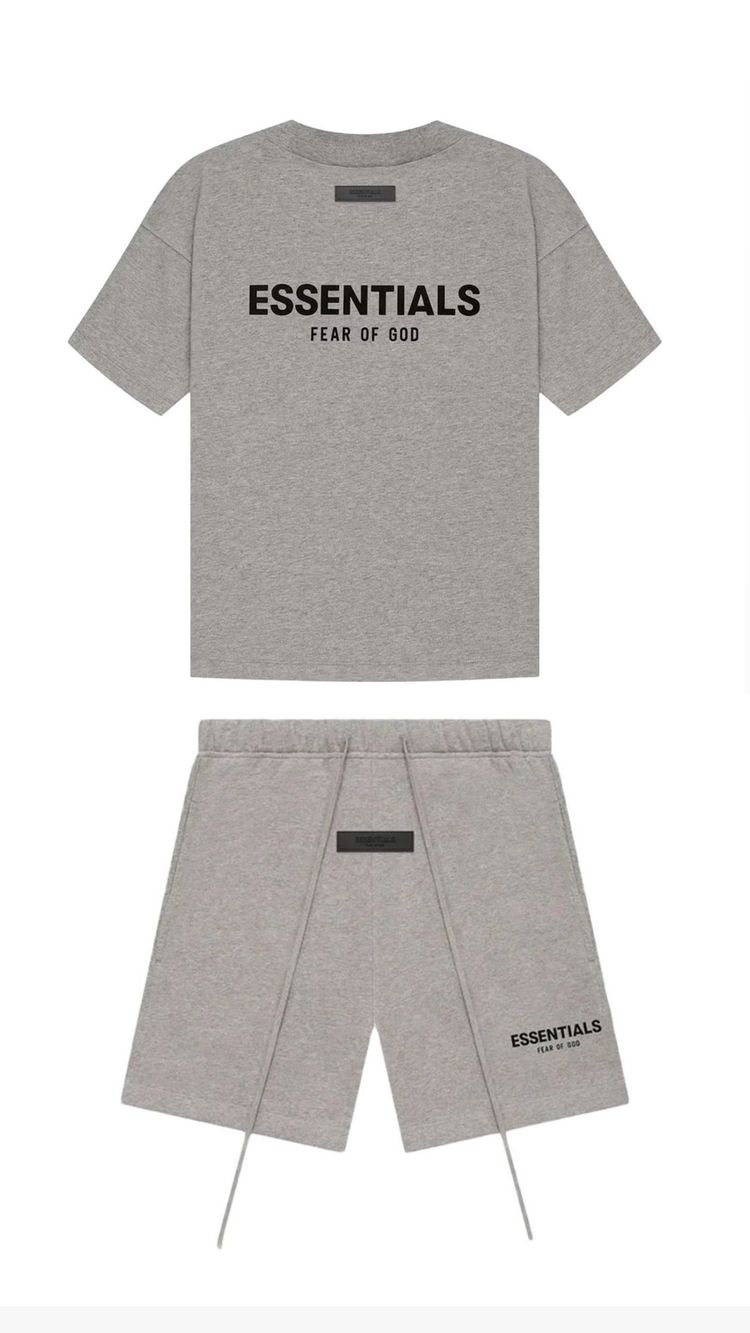 Fear Of God Essentials Grey T-Shirt And Shorts Set