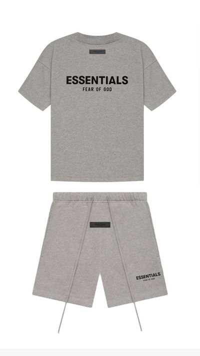 Fear Of God Essentials Grey T-Shirt And Shorts Set