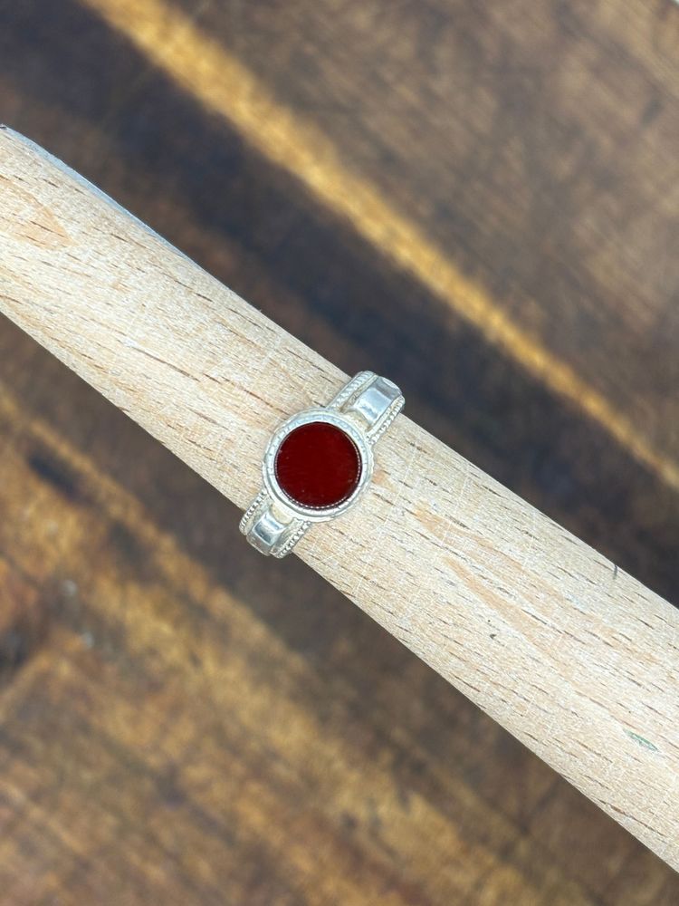 Sterling Silver Red Cabochon Ring