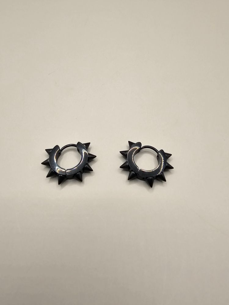 Other Black Spiked Stainless Steel Pair Hoop Earrings product image