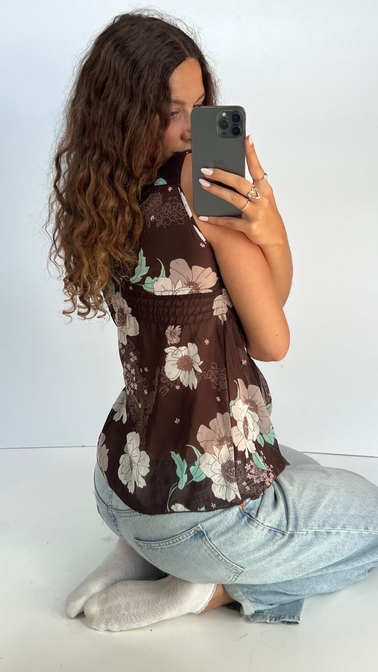 00s brown floral mesh cami- size S 2