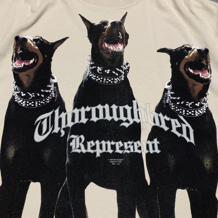 Represent Large Thoroughbred Dog Vintage White Tee 6