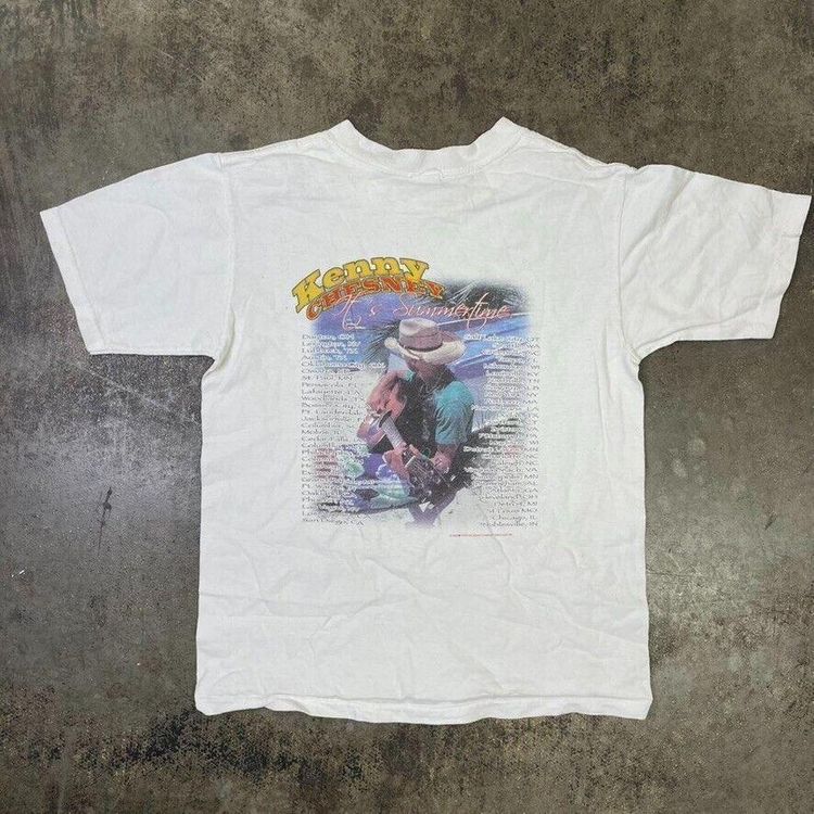 Music Country Vintage USA Graphic T-Shirt Kenny Chesney Y2K Tee, White Mens XS 2