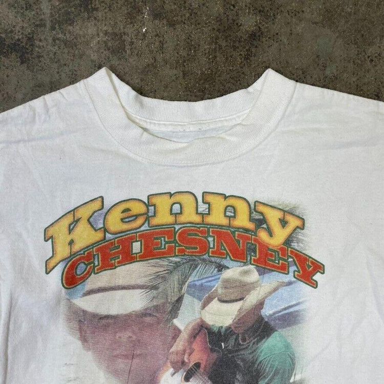 Music Country Vintage USA Graphic T-Shirt Kenny Chesney Y2K Tee, White Mens XS 3