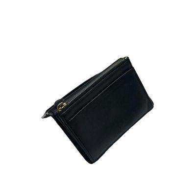 Vintage Mulberry Wallet in black leather. Iconic Tree logo embossed on the front with a spell-out l 4