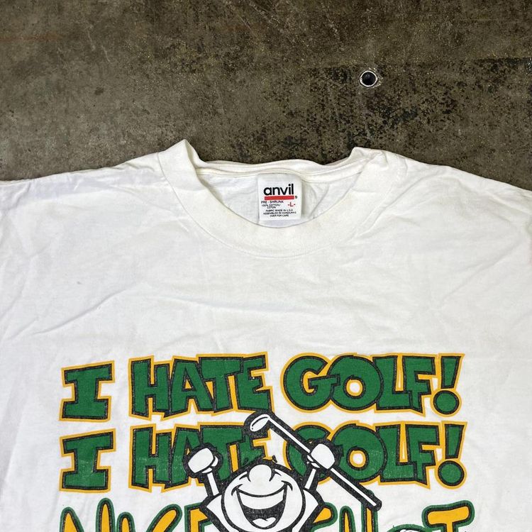 Golf USA Graphic T-Shirt Vintage 90s Single Stitch Tee, White Mens Large 2