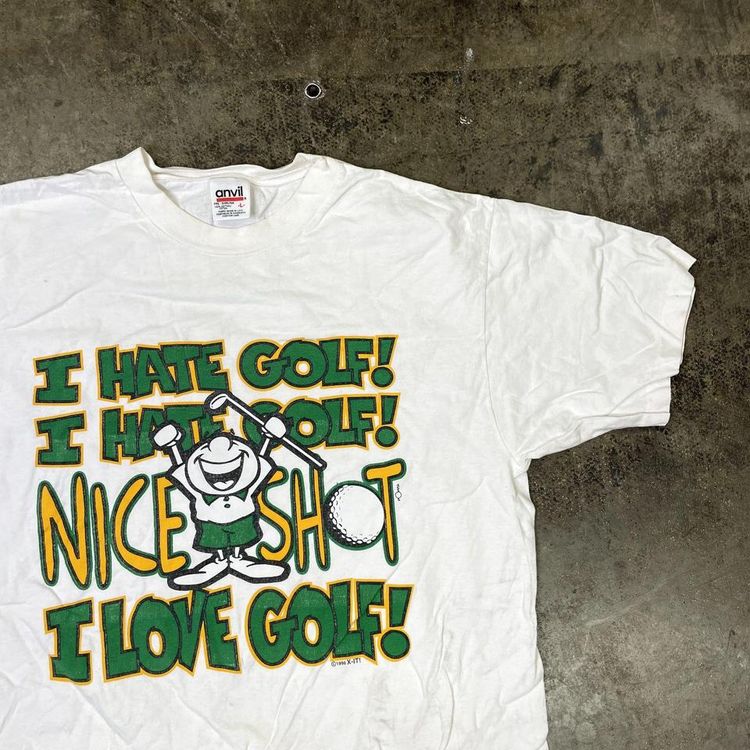 Golf USA Graphic T-Shirt Vintage 90s Single Stitch Tee, White Mens Large 3