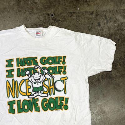 Golf USA Graphic T-Shirt Vintage 90s Single Stitch Tee, White Mens Large 3