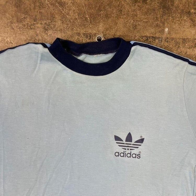 Adidas T-Shirt Trefoil 90s Graphic USA Sports Tee, Baby Blue, Mens Small 2