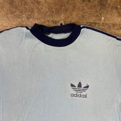 Adidas T-Shirt Trefoil 90s Graphic USA Sports Tee, Baby Blue, Mens Small 2