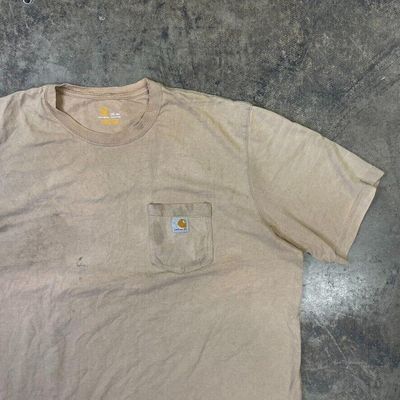 Carhartt T-Shirt Y2K Short Sleeve Pocket Workwear Tee, Beige, Mens XXL 2