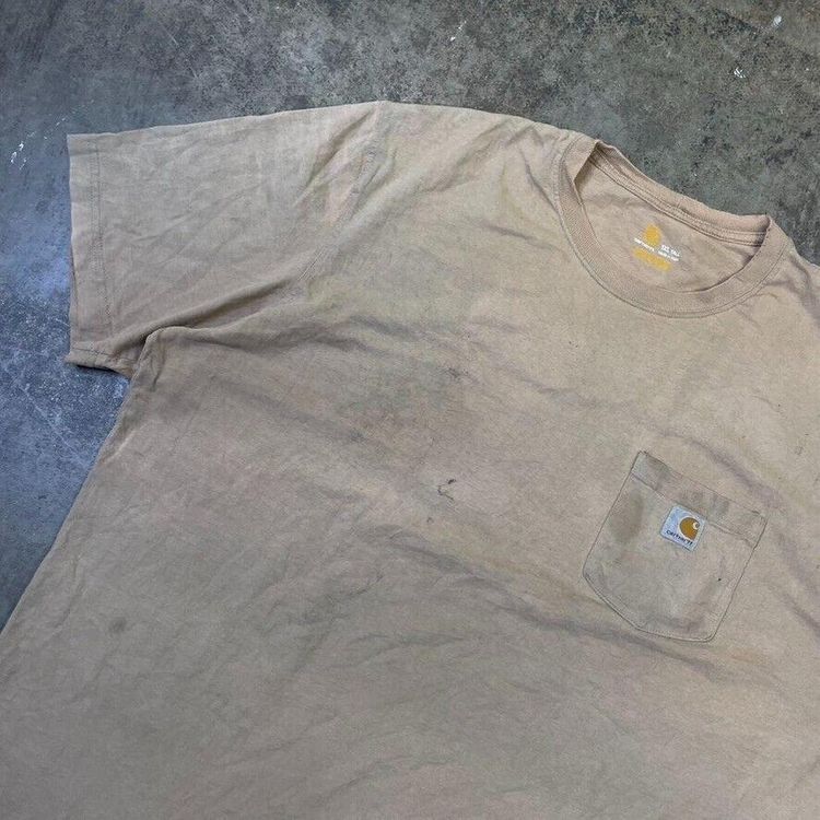 Carhartt T-Shirt Y2K Short Sleeve Pocket Workwear Tee, Beige, Mens XXL 4