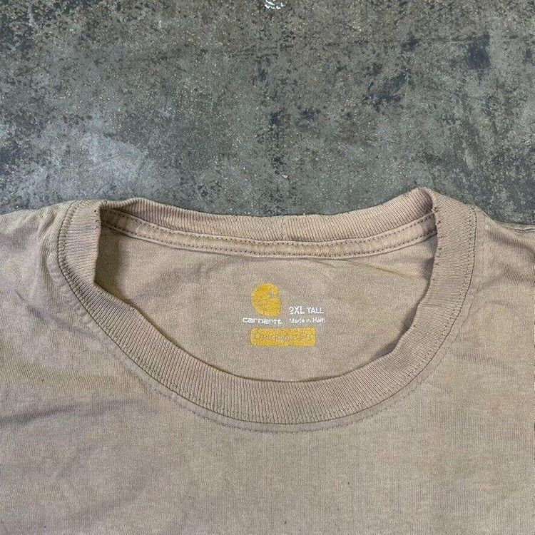 Carhartt T-Shirt Y2K Short Sleeve Pocket Workwear Tee, Beige, Mens XXL 5