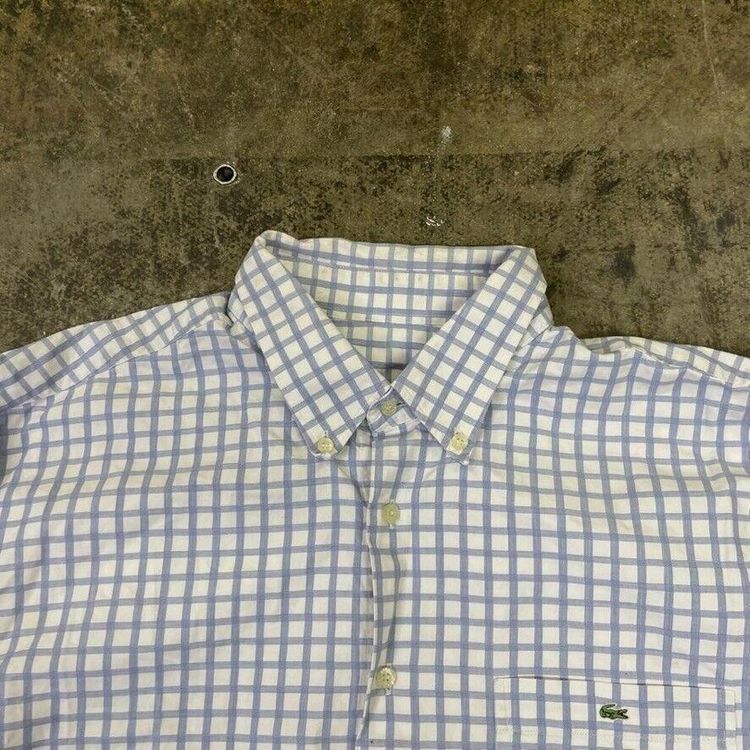 Lacoste Dress Shirt 90s Checkered Button Down Top, Blue, Mens 2XL imagen 5