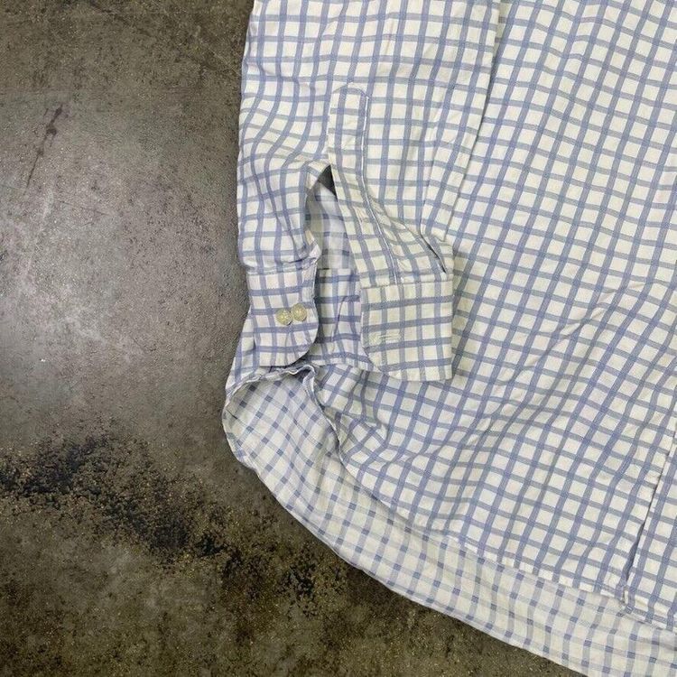 Lacoste Dress Shirt 90s Checkered Button Down Top, Blue, Mens 2XL imagen 7