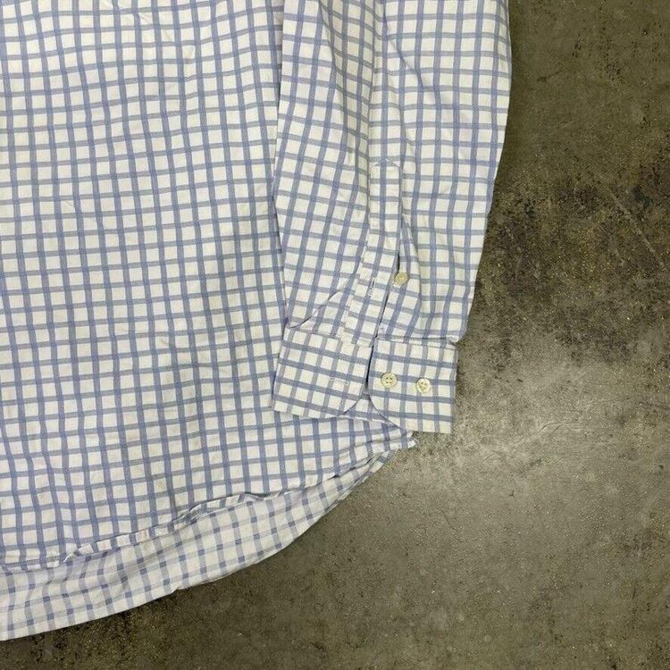 Lacoste Dress Shirt 90s Checkered Button Down Top, Blue, Mens 2XL imagen 6