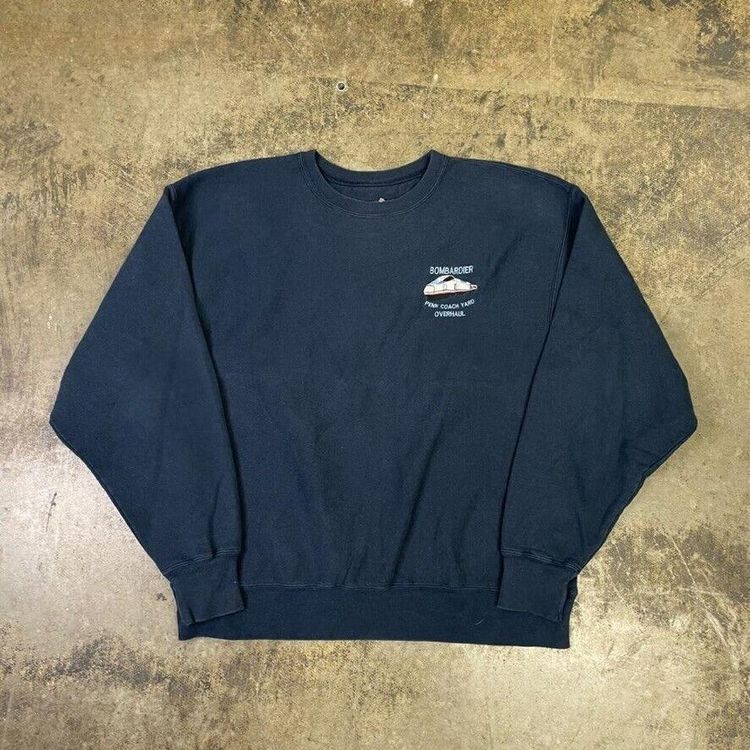 Champion Sweatshirt 90s Reverse Weave Vintage Sports Jumper, Navy, Mens 2XL
