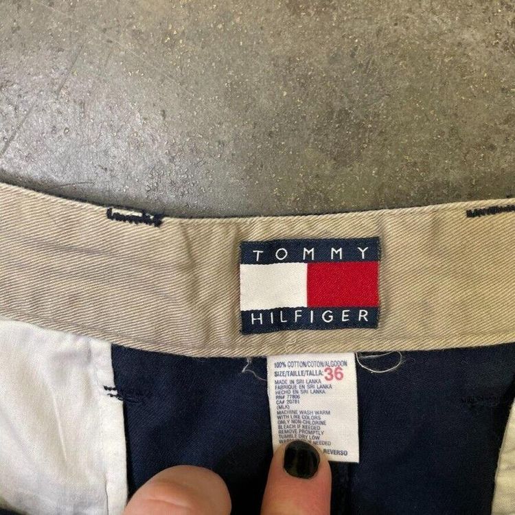 Tommy Hilfiger Shorts Canvas 90s Vintage Summer Bottoms, Navy, Mens 36 6
