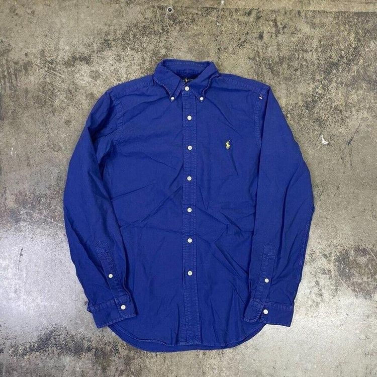 Ralph Lauren Shirt 90s Button Down Long Sleeve Top, Navy, Mens Small