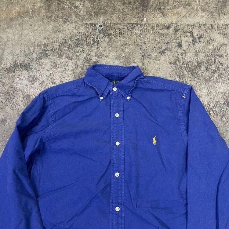 Ralph Lauren Shirt 90s Button Down Long Sleeve Top, Navy, Mens Small 2