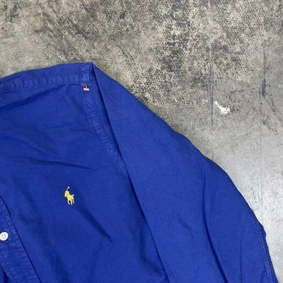 Ralph Lauren Shirt 90s Button Down Long Sleeve Top, Navy, Mens Small 3