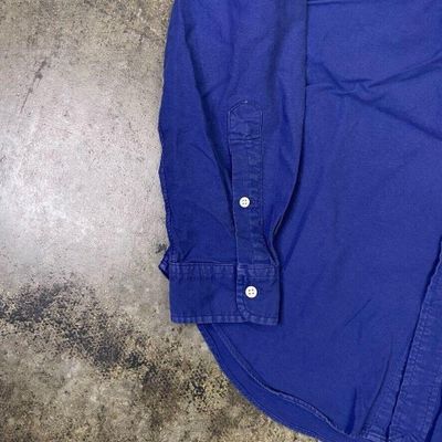 Ralph Lauren Shirt 90s Button Down Long Sleeve Top, Navy, Mens Small 6