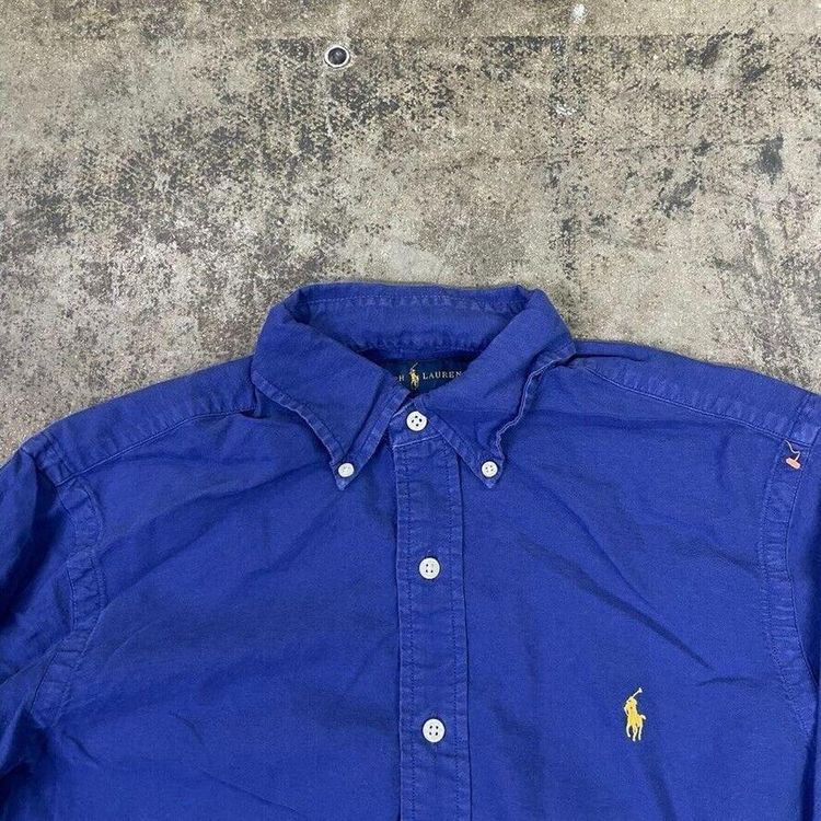 Ralph Lauren Shirt 90s Button Down Long Sleeve Top, Navy, Mens Small 4