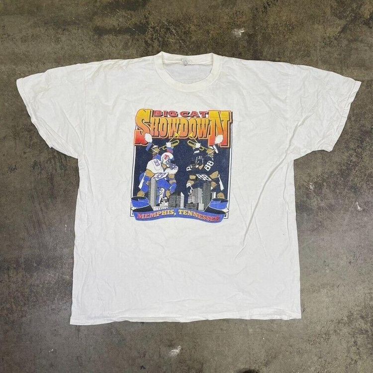 NFL T-Shirt Tennessee Show Down Football Y2K Graphic USA Tee, White, Mens 2XL