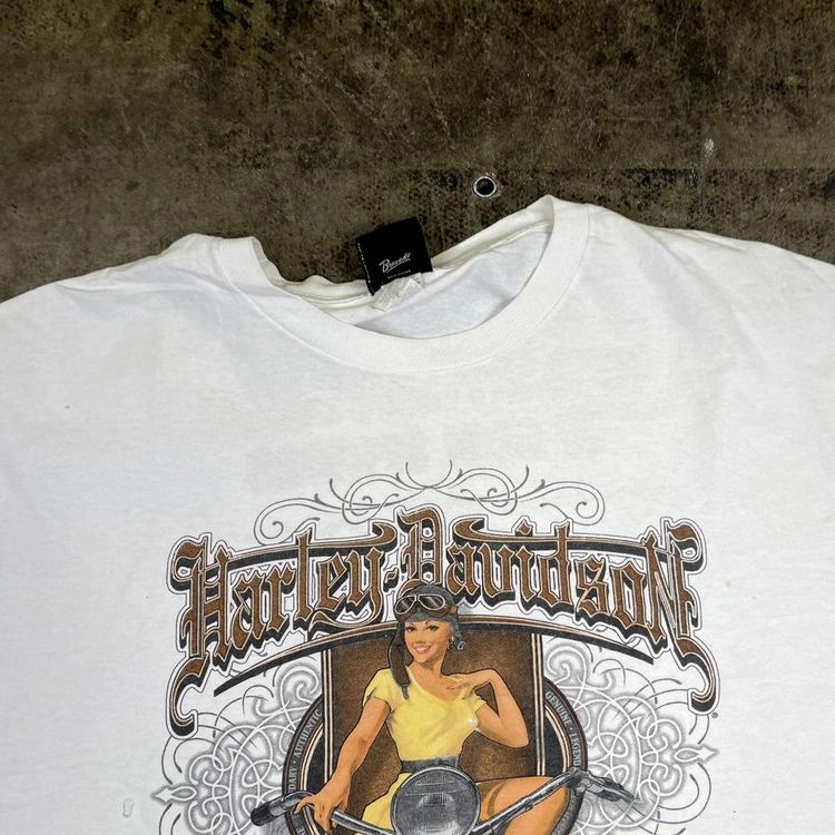 Harley Davidson T-Shirt Y2K USA Biker Graphic Short Sleeve Tee, White, Mens XL 3