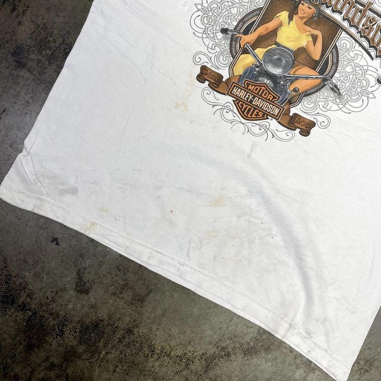 Harley Davidson T-Shirt Y2K USA Biker Graphic Short Sleeve Tee, White, Mens XL 5