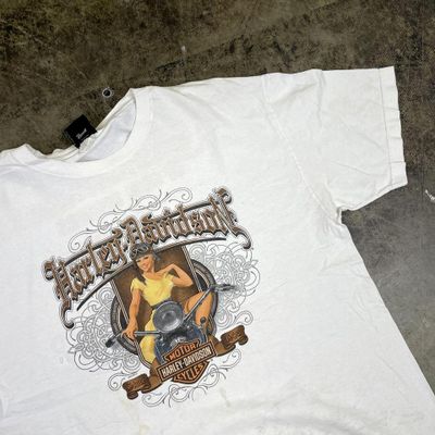 Harley Davidson T-Shirt Y2K USA Biker Graphic Short Sleeve Tee, White, Mens XL 4