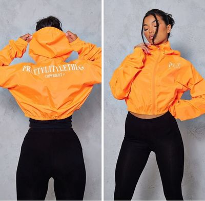 Prettylittlething Orange Cropped Jacket