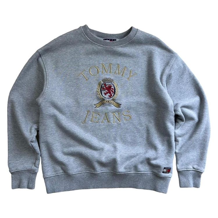 Tommy Hilfiger Vintage Tommy Hilfiger grey embroidered spell out logo crew neck sweatshirt. product image