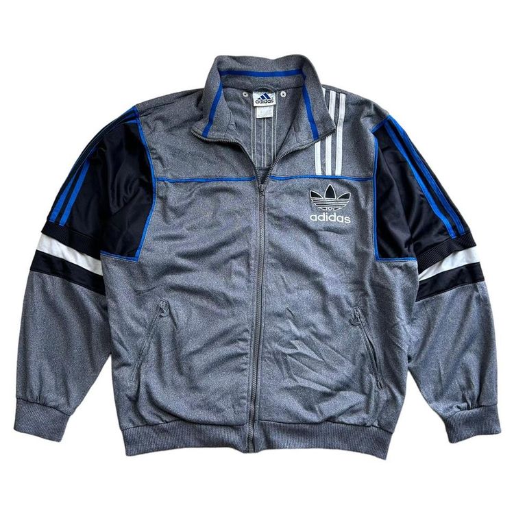 Vintage adidas grey full zip track jacket, tracksuit top. Embroidery on the front & back. image 1