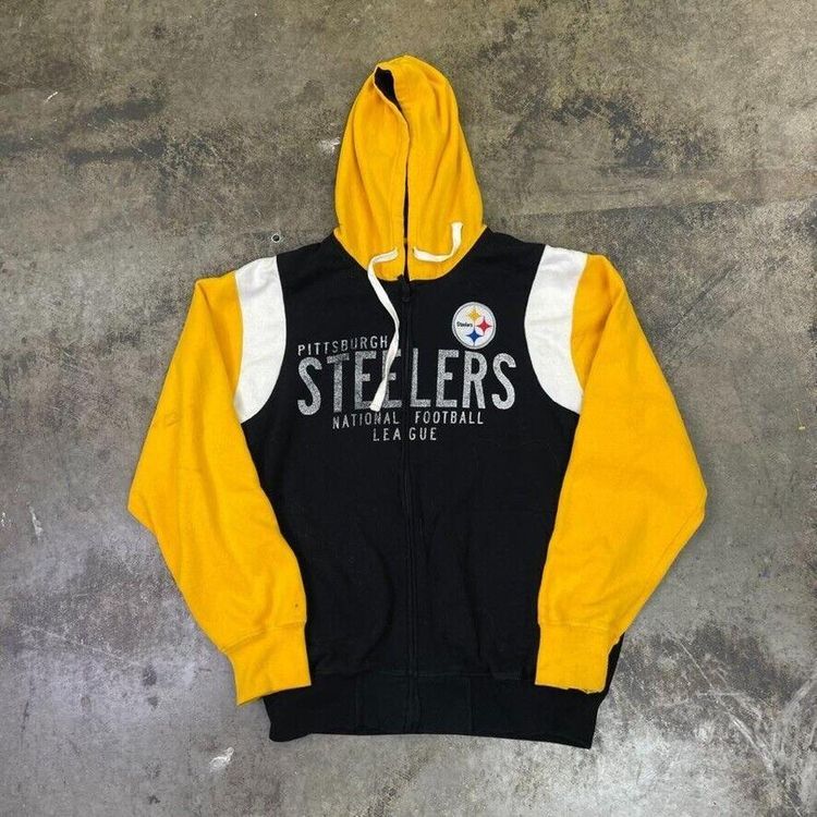 NFL Steelers Hoodie Football Sports Sweatshirt, Black, Mens Large