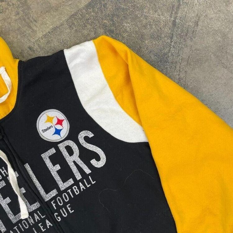 NFL Steelers Hoodie Football Sports Sweatshirt, Black, Mens Large 4