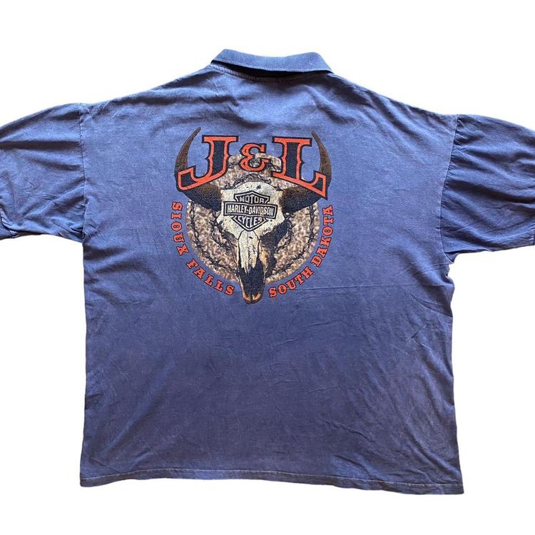 Vintage Harley Davidson 1997 J&L Sioux Falls South Dakota graphic print polo t shirt