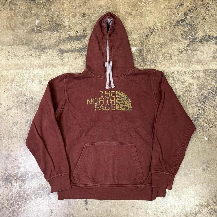 The North Face Hoodie Sports Spellout Outdoor Sweatshirt, Burgundy, Mens Large 1