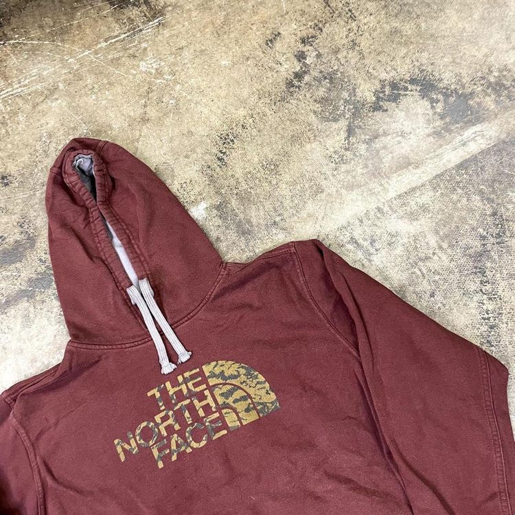 The North Face Hoodie Sports Spellout Outdoor Sweatshirt, Burgundy, Mens Large 3